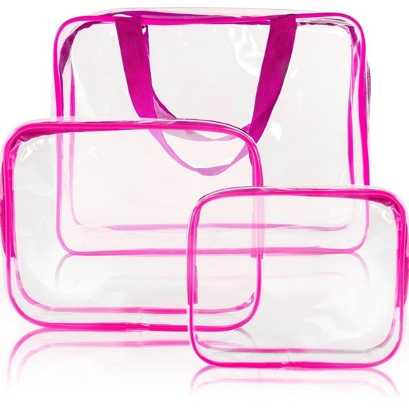 3-Piece Crystal Clear PVC Travel Toiletry Bag Kit - Small, Medium, and Large - Picture 12 of 13
